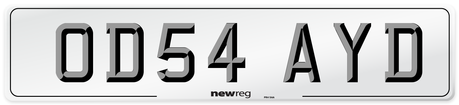 OD54 AYD Number Plate from New Reg